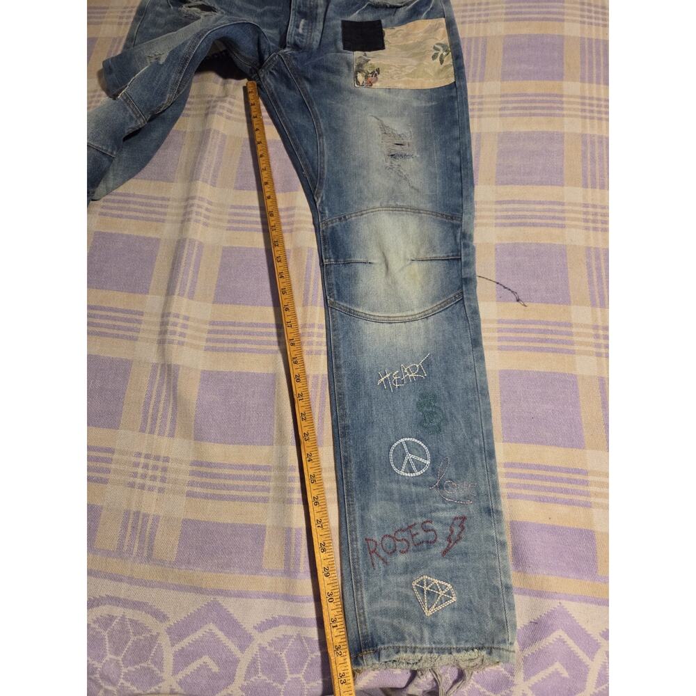 Billionaire Boys Club Prewashed Distressed Patchwork Faded Jeans Men's 37 x 33 - Picture 6 of 15